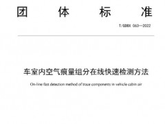 廣東省標(biāo)準(zhǔn)化協(xié)會發(fā)布團(tuán)標(biāo)：《車室內(nèi)空氣痕量組分在線快速檢測方法》